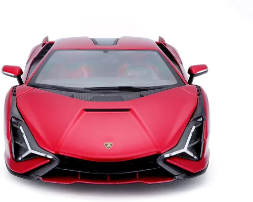 Vista 2 de Lamborghini Sian FKP 37 Rojo con ruedas de cobre 118 Modelo de automóvil fundido a presión por Bburago 11046 TY-18-11046R