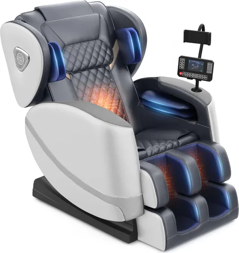 Vista 8 de FURNIMAT Silla de masaje de cuerpo completo, silla de masaje de gravedad cero con 10 rodillos fijos, bolsas de aire, calefacción, masaje de pies