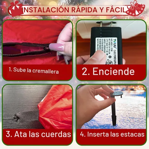 Vista 5 de Inflable de Navidad, chimenea de Papá Noel verde, decoración al aire