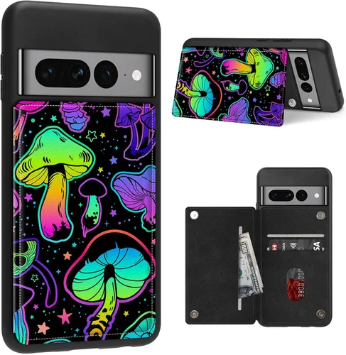 Vista 22 de Funda para Google Pixel 7 Pro con ranura para tarjetero, funda de piel sintética, doble cierre magnético y cubierta duradera de TPU a prueba