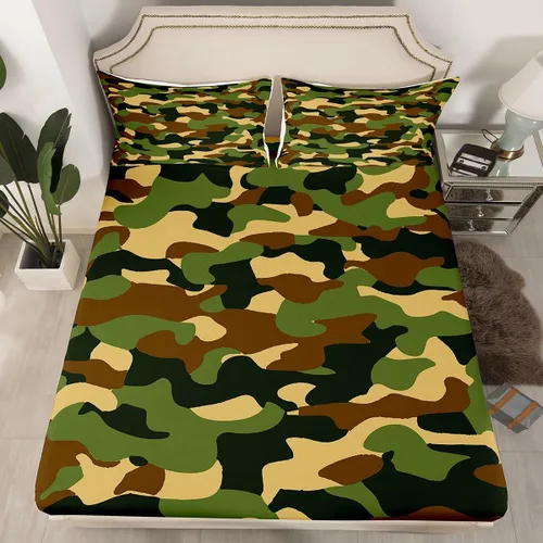 Vista 26 de Erosebridal Juego de ropa de cama de camuflaje para niños, sábanas de camuflaje militar, tamaño individual para adolescentes, jóvenes, adultos