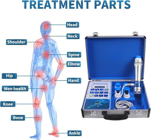 Vista 7 de Shockwave Therapy Body Massager Machinie con 7 cabezales de masaje HUANSHI