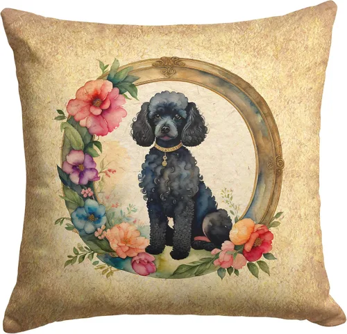 Vista 68 de Caroline's Treasures DAC2072PW1414 Affenpinscher and Flowers - Almohada decorativa de tela, lavable a máquina, para interiores y exteriores
