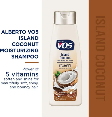 Vista 2 de VO5 Champú hidratante – 12.5 onzas líquidas – Cabello de hojas de coco de isla con aspecto vibrante y hermoso, color blanco