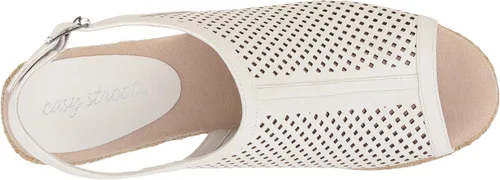 Vista 5 de Easy Street Stacy Sandalias de cuña para mujer estampado de lino blanco 10 M US