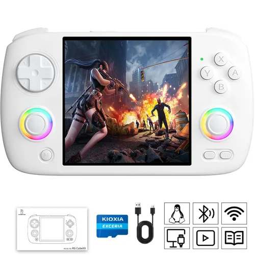 Vista 9 de RG CubeXX Retro Handheld Game Console 3.95 inch IPS Screen Built-in 64G TF Card Pre-Installed 5035 Games Linux System RGCube XX Portable Game