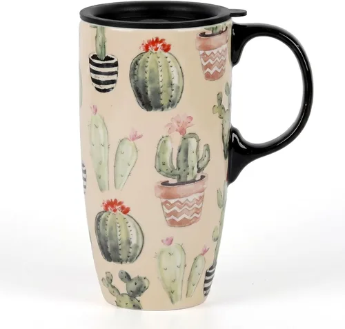 Vista 10 de Topadorn Taza de café de cerámica de 17 onzas con tapa, taza abstracta de los años 80, taza de té de porcelana de graffiti colorido, apta