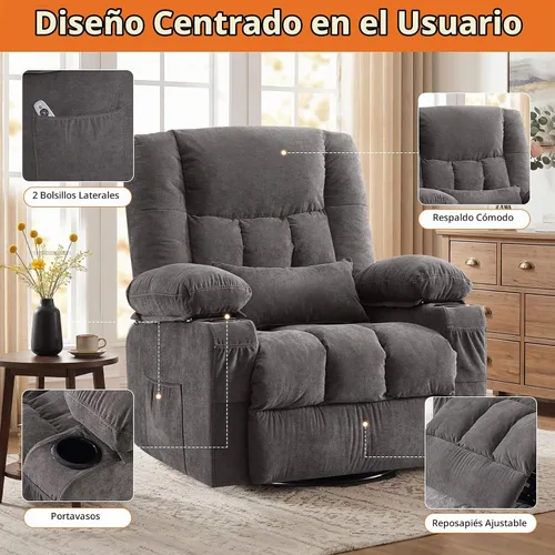 Vista 6 de Silla reclinable giratoria 2-Gris