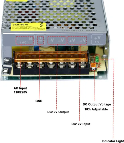 Vista 4 de JOYLIT AC 110-240V a DC 12V 20A Fuente de alimentación 240W