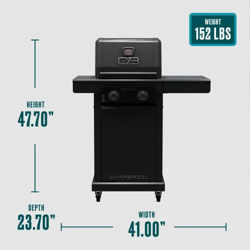 Vista 11 de Charbroil Serie Pro con Tecnología Infrarroja Amplifire: Asador a Gas Propano de 2 Quemadores con Gabinete y Plancha, Negro - 463676724