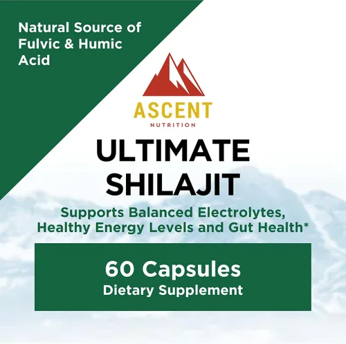 Vista 5 de Ascent Nutrition Ultimate Shilajit Fuente natural de ácido fúlvico y húmico Apoya electrolitos equilibrados, niveles de energía saludables