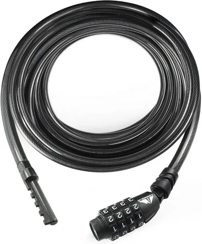 Vista 10 de MARQUE Cable de bloqueo de bicicleta de combinación recta, 3/8 pulgadas (5 pies, 10 pies, 15 pies, 25 pies), bloqueo de combinación reiniciable