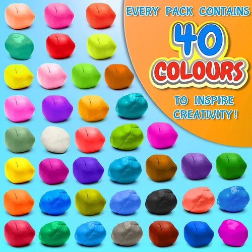 Vista 2 de Kit de arcilla de modelado - Arcilla de secado al aire de 40 colores, arcilla de moldeo DIY con herramientas, manualidades artísticas para niños