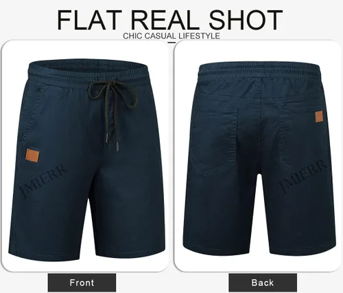 Vista 5 de JMIERR - Pantalones cortos informales para hombre, pantalones cortos de golf, pantalones chinos con cordón, de tela de sarga elástica, para verano