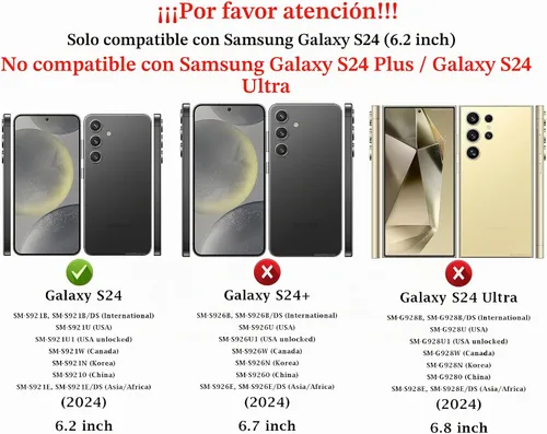 Vista 2 de Funda para Samsung Galaxy S24 con cubierta para lente de cámara, protector de pantalla HD, doble capa de grado militar, probada contra caídas