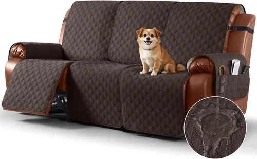 Vista 24 de Ruaozz Funda impermeable para sofá reclinable, lavable, funda antideslizante de 1 pieza, protector de muebles con correas elásticas, bolsillo