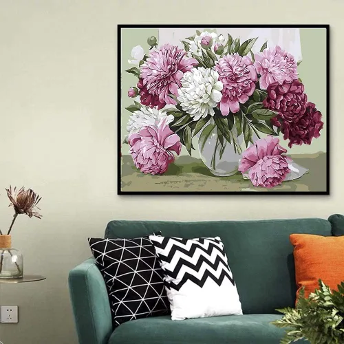 Vista 2 de ArtBud Pintura por números para adultos y niños Fácil para principiantes Flores DIY Pintura acrílica Pintura al óleo sobre lienzo Dibujo Pintura