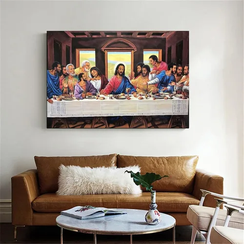 Vista 6 de Póster artístico de la última cena de Jesucristo y arte de pared, póster moderno para decoración de dormitorio familiar, 16 x 24 pulgadas
