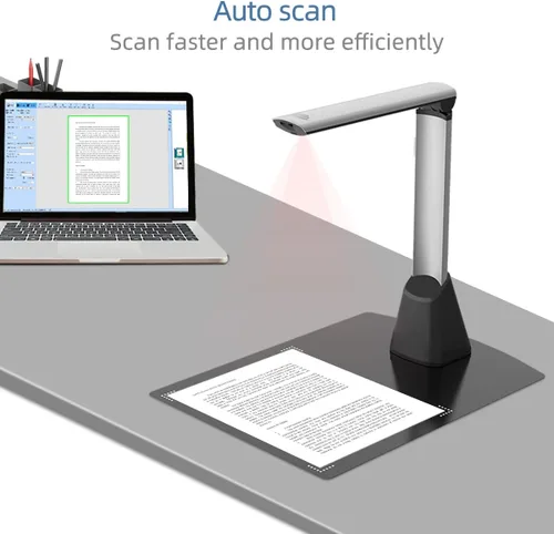 Vista 8 de V510 Escáner de libros y documentos, cámara portátil de documentos tamaño A4, escáner profesional HD de 5 MP, aplanar y deskew automático y OCR