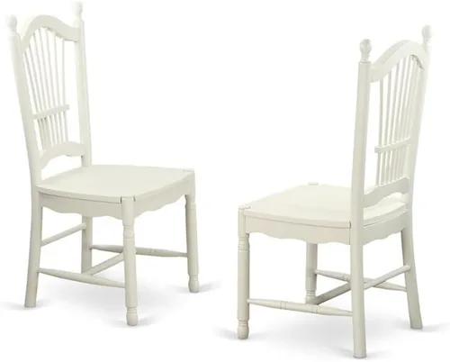 Vista 4 de East West Furniture El juego de 3 piezas Boston contiene una mesa de cocina redonda y 2 sillas de comedor, 42 x 42 pulgadas, color blanco lino