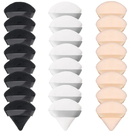 Vista 8 de 12DP12LP - 24 piezas de soplo de polvo, de algodón triangular, lavable para la cara, para polvo suelto, cuerpo, base cosmética, esponja