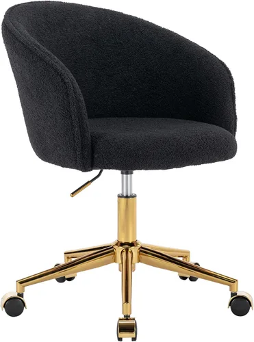 Vista 21 de KCC Silla de Tocador de Maquillaje de Tela de Pana, Sillón Giratorio Esponjoso Moderno con Ruedas, Tapizada Mullida de Altura Ajustable para Niñas