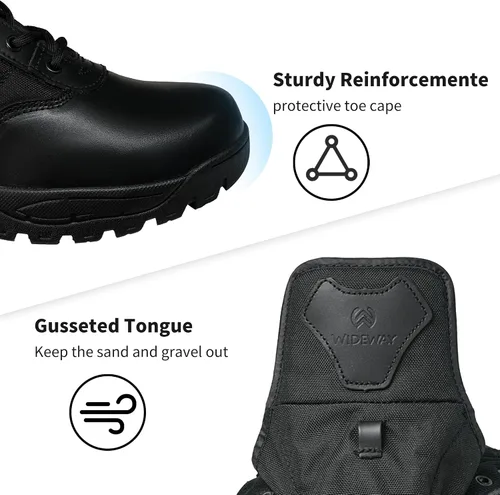 Vista 6 de Men's Military Tactical Work Boots Side Zipper Combat boots 6/8inch Negro-6 pulgadas