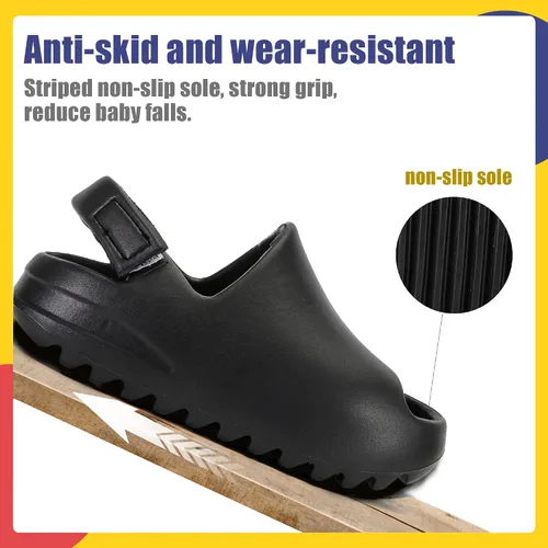 Vista 3 de AIMINUO Sandalias de verano para niños pequeños, sandalias antideslizantes para la ducha, playa, piscina, sandalias blancas para niños y niñas
