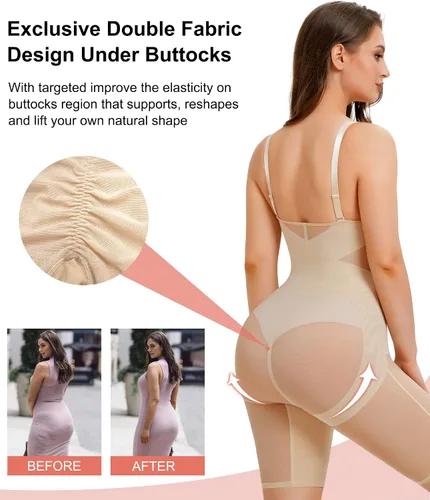 Vista 6 de REYEOGO Body moldeador para mujer, con control de abdomen, levantador de glúteos, moldeador de cuerpo completo, sin costuras, para muslos, faja