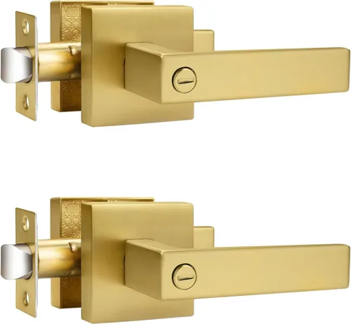 Vista 19 de Probrico Palanca de Puerta de Cama y Baño Negro Mate Servicio Pesado Manija de Puerta de Privacidad, Cerradura de Puerta Sin Llave Interior Baño