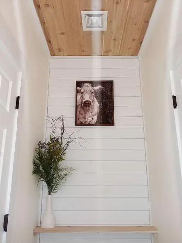 Vista 3 de Real Wood Wall Planks-5" White Shiplap Panel Peel and Stick 10Pack 12.5SqFt 02-Blanco