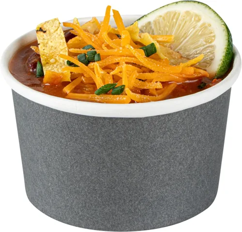 Vista 112 de Restaurantware Coppetta - Vasos de postre de 3 onzas, 50 tazas desechables para helado, tapas se venden por separado, cuencos de papel a cuadros
