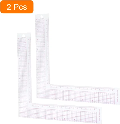 Vista 2 de Hitefu Regla cuadrada L para coser, 2 piezas, plástico transparente