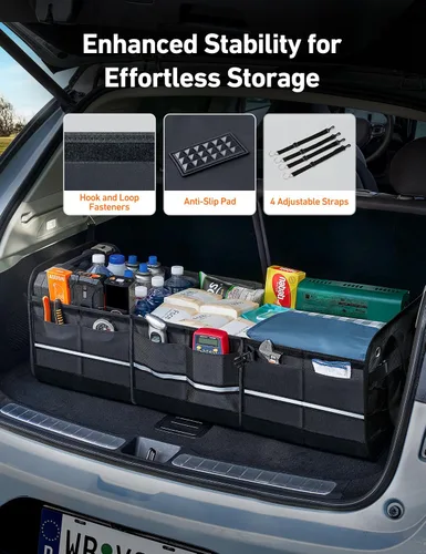 Vista 5 de AstroAI Organizador de maletero grande para coche todoterreno, camión, camioneta, caja de almacenamiento portátil plegable con bolsa enfriadora