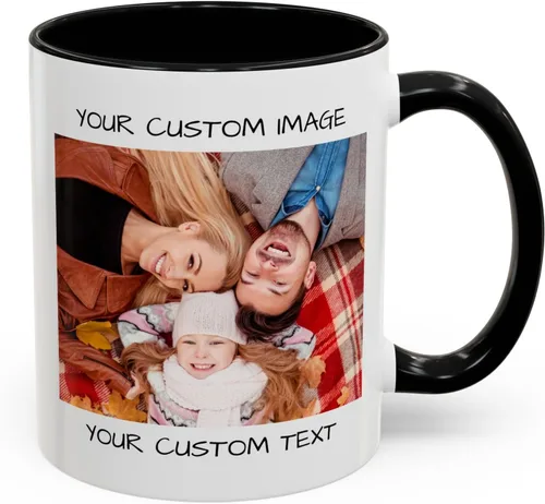 Vista 23 de Taza de café personalizada, regalo personalizado, taza de cerámica con foto, imágenes o texto, novedad de tazas personalizadas, perfecta para rojo