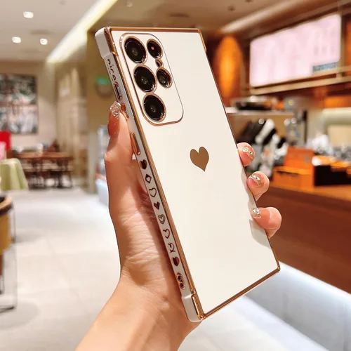 Vista 35 de phylla Funda de teléfono compatible con Samsung Galaxy A12 de 6.5 pulgadas, lindo corazón chapado en oro, elegante funda de lujo para mujer