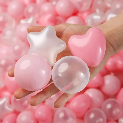 Vista 15 de Bolas de hoyo de TRENDPLAY en forma de estrella y corazón para niños pequeños - 50, 100, 200, 500 piezas de bolas de plástico para diversión y juego