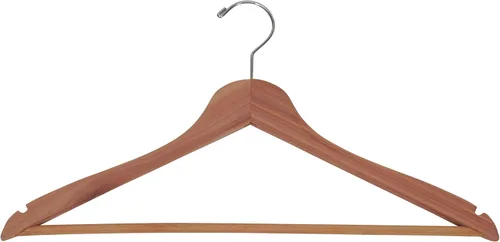 Vista 2 de Household Essentials 26140 CedarFresh - Juego de 4 perchas de madera de cedro rojo con barra fija y gancho giratorio, color marrón y rojo