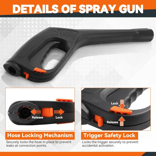 Vista 2 de Repuesto de pistola rociadora de alta presión, manguera de bloqueo y gatillo de seguridad, compatible con Portland Husky Black Decker Ford Pulsar