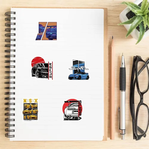 Vista 4 de 200 calcomanías JDM Racing Cars – Impermeable para laptop, botellas, monopatín, guitarra, casco