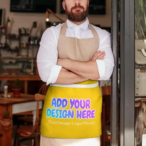 Vista 114 de AXKEUDO Delantal personalizado con bolsillos, delantales de cintura para camarera para cocinar en casa, restaurante, servir trabajo