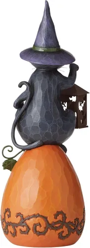 Vista 3 de Jim Shore Heartwood Creek Gato en calabaza con luz en estatua de linterna