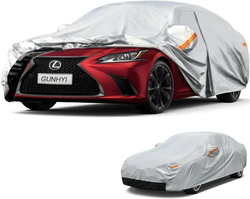 Vista 54 de GUNHYI - Funda de automóvil de 6 capas para Tesla Model 3 (2017-2025), impermeable para todo tipo de clima, protección UV contra la nieve, el sol