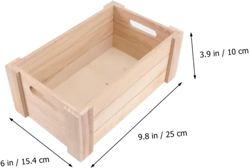 Vista 4 de Diseño de madera mediana de la vendimia de la cesta del almacenamiento de la caja de la tabla