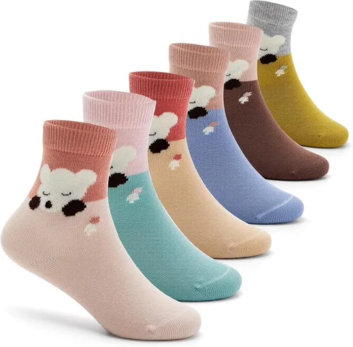 Vista 26 de Aisyee Calcetines de algodón para niños, calcetines sin costuras para niños, calcetines coloridos de cuarto de punto, paquete de 6