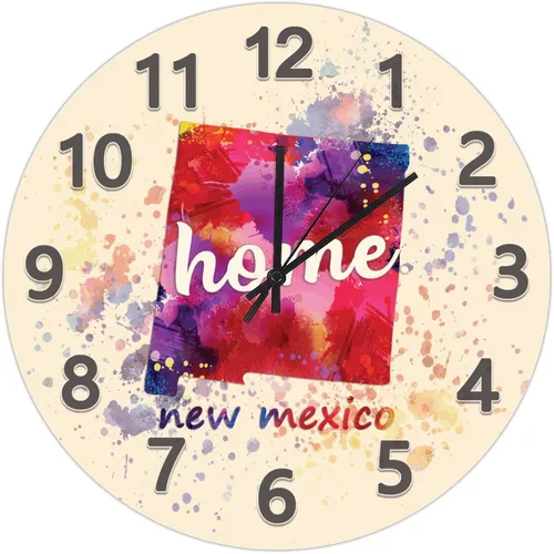 Vista 56 de UFunhome Reloj de pared con mapa del estado de Nevada, acuarela, Estados Unidos, reloj redondo de madera, funciona con pilas, silencioso, sin