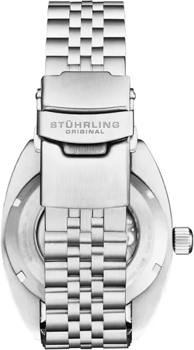 Vista 6 de Stuhrling Reloj suizo automático de buceo de 1.772 in con caja y pulsera de acero inoxidable giratorio bisel unidireccional resistente al agua
