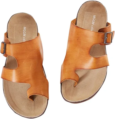 Vista 2 de Sandalias de cuero de vaca para hombre Jerusalén, Mocasín