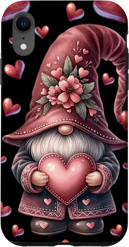 Vista 24 de iPhone 11 Pro Max - Funda con diseño de corazón para mujer, diseño retro de gnomo de amor para el día de San Valentín