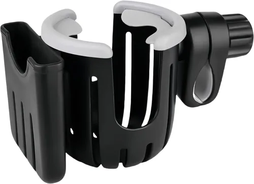 Vista 5 de Soporte versátil 2 en 1 para teléfono celular para bicicleta y cochecito - Jaula universal para botellas de agua para ciclistas, soporte para Negro
